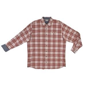 Bob Timberlake Shirt Mens XLT Dark Red Plaid Long Sleeve Button Down